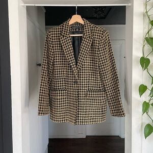 Josephine Chaus Vintage Houndstooth Blazer black tan Size 6